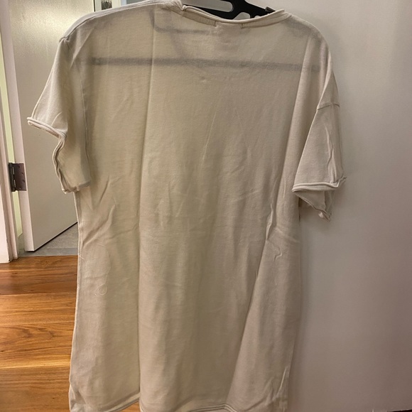 Urban Outfitters Crew Round Neck Raw Edge Tee T-Shirt Cream Ivory Slvr/Argnt XS - Picture 5 of 5